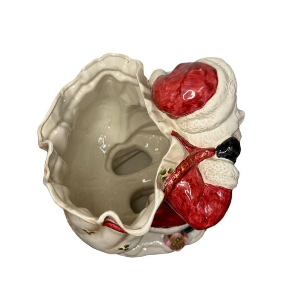 1987 Fitz and Floyd Santa w/ Open Bag Centerpiece Planter 16” Vintage Christmas - Picture 5 of 11